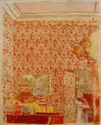 Intérieur aux tentures roses I